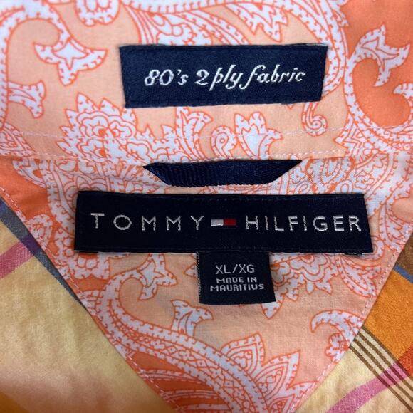 Men’s Tommy Hilfiger Plaid Short-Sleeve Shirt XL 80s 2-Ply Fabric Excellent - Picture 3 of 10